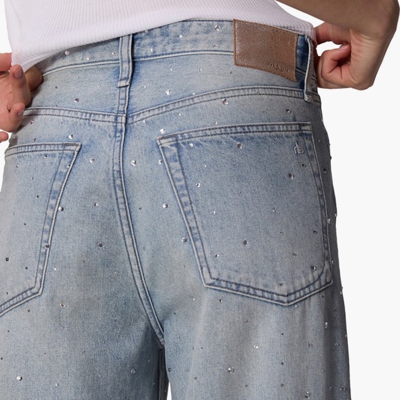 Rag & Bone Logan mid rise wide leg crystal embellished jeans - Picture 14 of 16